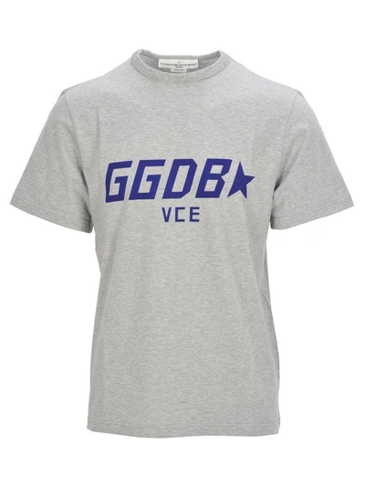 Shop Golden Goose Tshirt Logo Classic In Grey + Blue