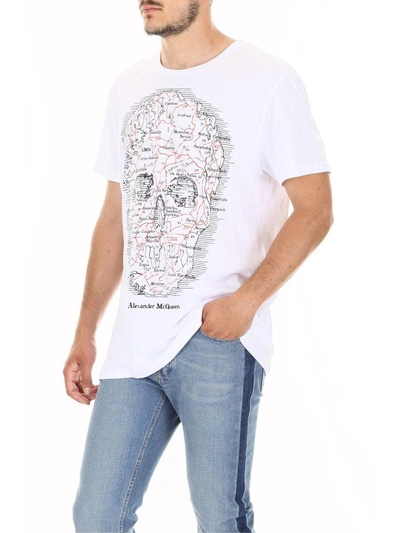Shop Alexander Mcqueen Map Skull T-shirt In White Mix|bianco