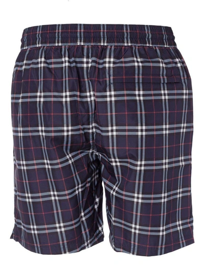 Shop Burberry Vintage Check Swim Shorts In Navy