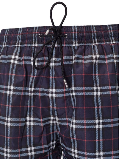 Shop Burberry Vintage Check Swim Shorts In Navy