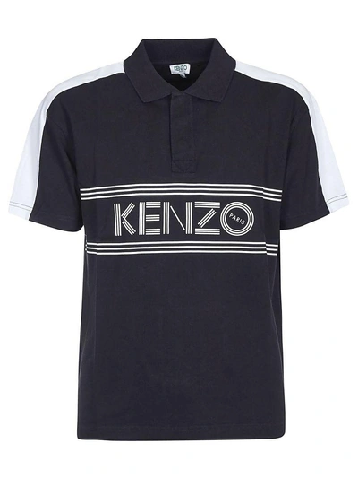 Shop Kenzo Logo Print Polo Shirt In Nero