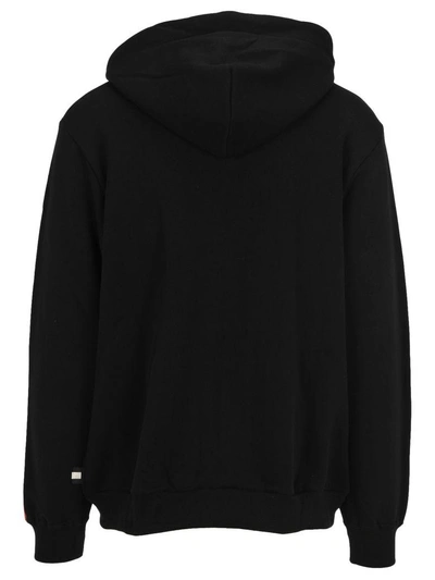 Shop Gcds Rainbow Hooded Fleece In Black