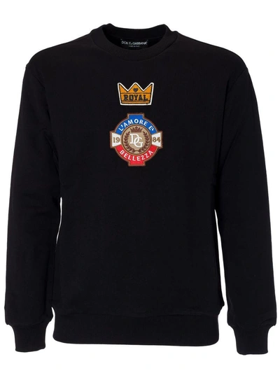 Shop Dolce & Gabbana Embroidered Sweatshirt In Nero