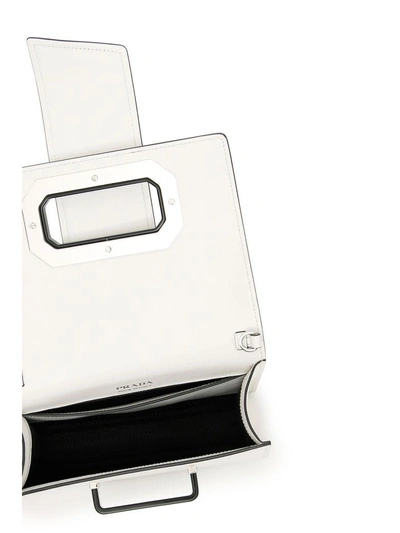 Shop Prada Leather Bag With Strap In Bianco (white)