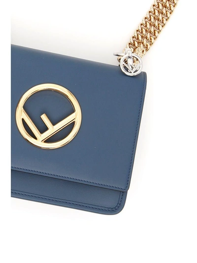 Shop Fendi Small Kan I F Bag In Blu Scuro+oro Softblu