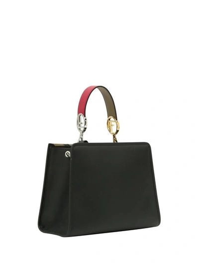 Shop Fendi Runway Small Bag With Multi-logo And Red Details In Nero