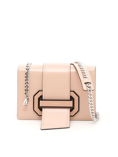 Shop Prada Leather Bag With Strap In Pesca|rosa