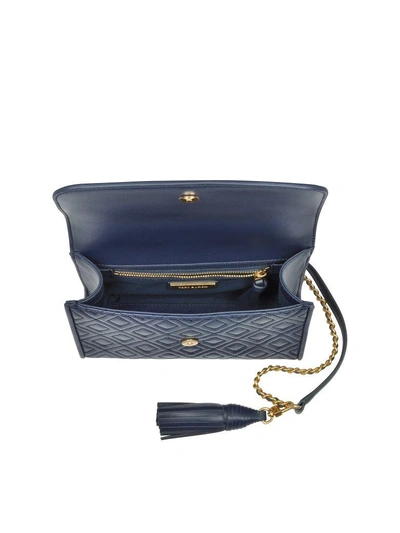 Shop Tory Burch Fleming Leather Small Convertible Shoulder Bag In Navy