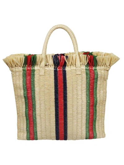 Shop Gucci Straw Shopper Bag In Natural Multi