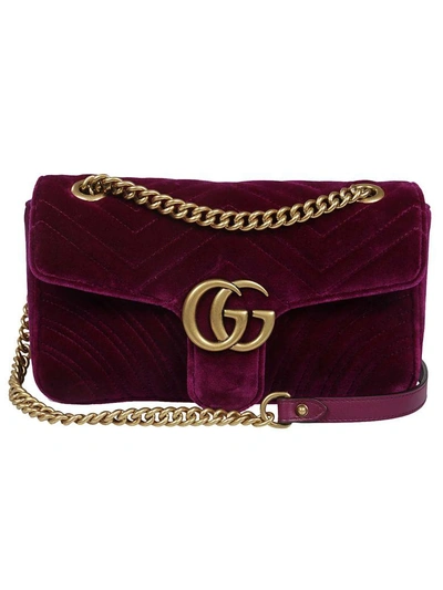 Shop Gucci Gg Marmont Shoulder Bag In Fucsia