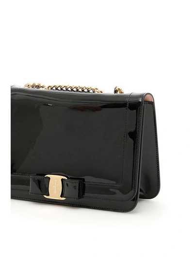 Shop Ferragamo Patent Vara Bag In Nero