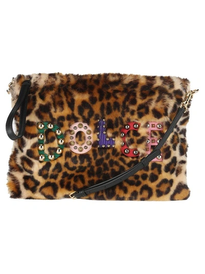 Shop Dolce & Gabbana Cleo Clutch Ecofur In Leopard
