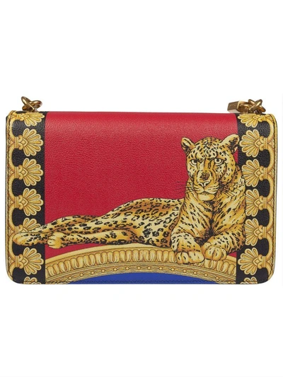 Shop Versace Tiger Print Tote In Multicolor/royal Blue/nero/oro