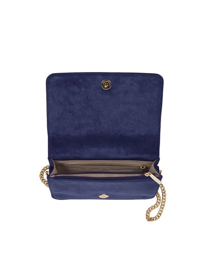 Shop Lancaster Velvet Flap Clutch W/strap In Royal Blue