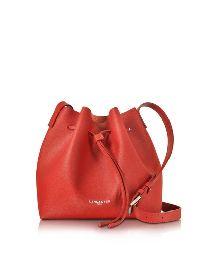 Shop Lancaster Pur & Element Saffiano Leather Bucket Bag In Red