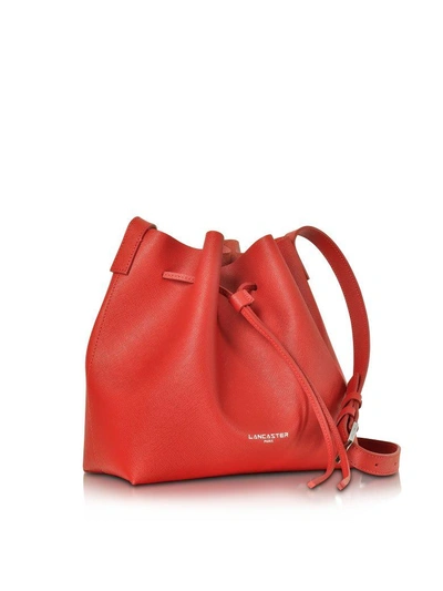 Shop Lancaster Pur & Element Saffiano Leather Bucket Bag In Red