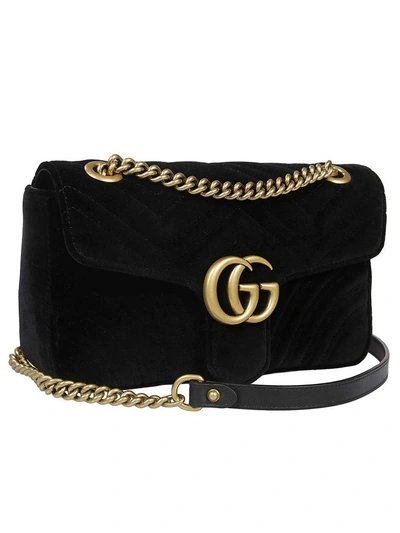 Shop Gucci Gg Marmont Shoulder Bag In Black