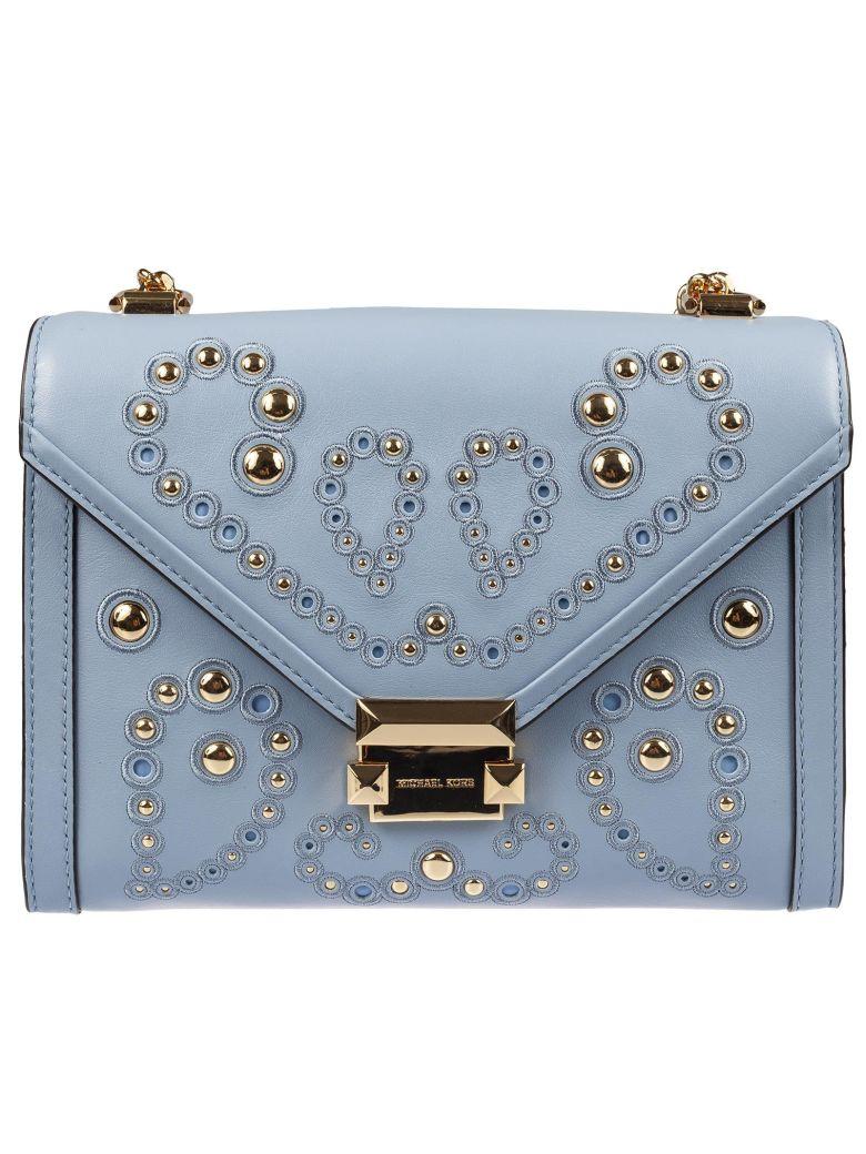 michael kors blue studded handbag