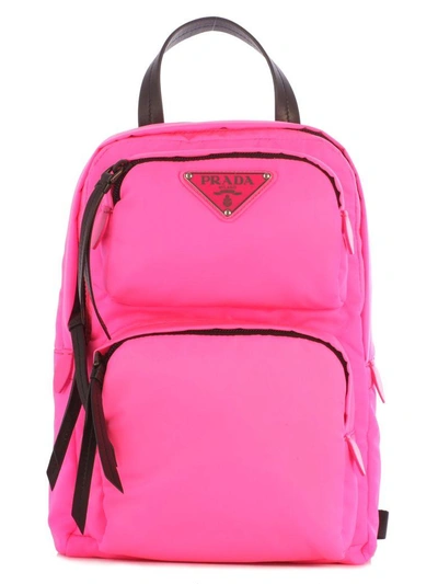 Shop Prada One Strap Double Pocket Backpack In F0fpink Fluo