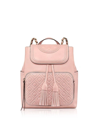 Shop Tory Burch Shell Pink Quilted Leather Fleming Backpack
