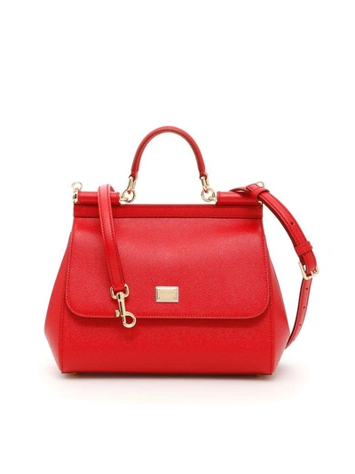Shop Dolce & Gabbana Medium Sicily Bag In Rosso