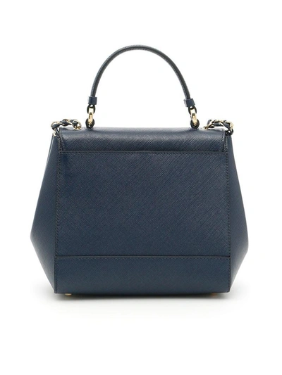 Shop Ferragamo Saffiano Carrie Bag In Oxford Blu|blu