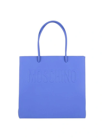 Shop Moschino Shoulder Leather Bag In Bluette