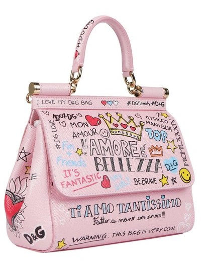 Shop Dolce & Gabbana Mini Sicily Handbag In Murales Fdo Rosa