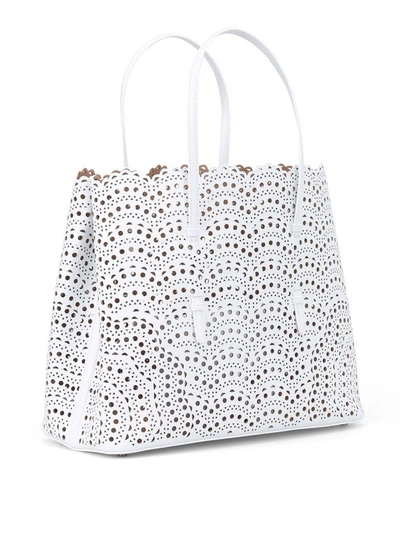 Shop Alaïa Mini Vienne Shopping Bag In Coptic White