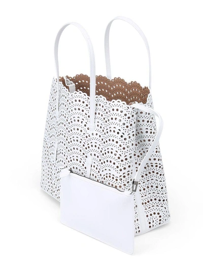 Shop Alaïa Mini Vienne Shopping Bag In Coptic White