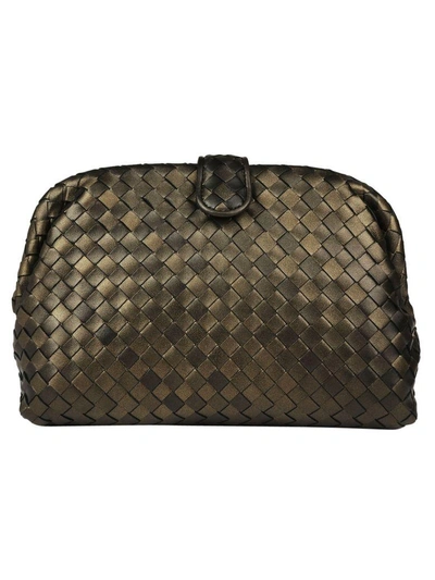 Shop Bottega Veneta Clutch In Dark Gold