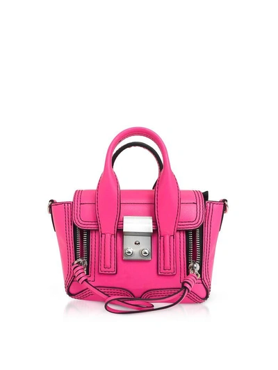 Shop 3.1 Phillip Lim / フィリップ リム Neon Pink Leather Pashli Nano Satchel In Fuchsia