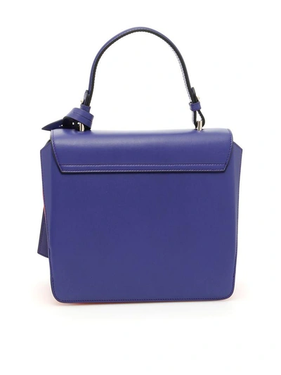 Shop Versace Medium Dv One Bag In Indaco-full C.-nero-oroviola