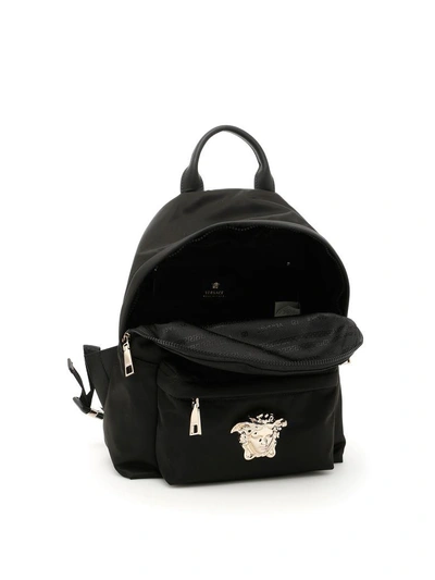 Shop Versace Nylon Palazzo Backpack In Nero-oro Chiaronero