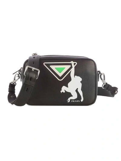 Prada Monkey Print Camera Shoulder Bag In F070e Black Green | ModeSens