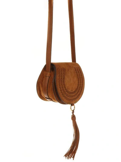 Shop Chloé Mini Marcie Caramel Suede Shoulder Bag