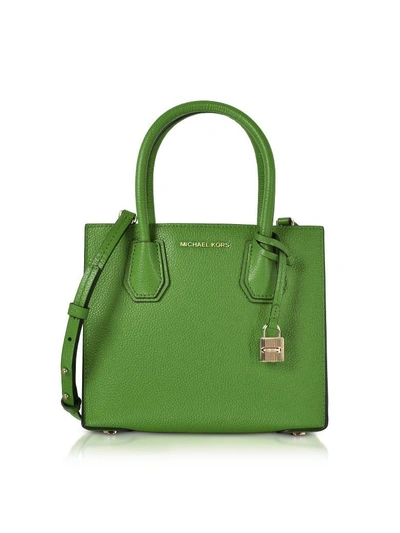 Shop Michael Kors Mercer Leather Crossbody Bag In Bright Green