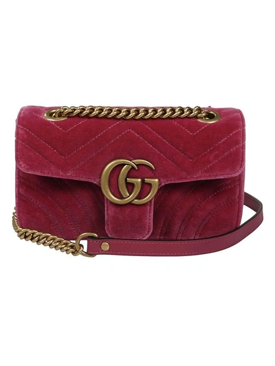Shop Gucci Gg Marmont Shoulder Bag In Raspberry