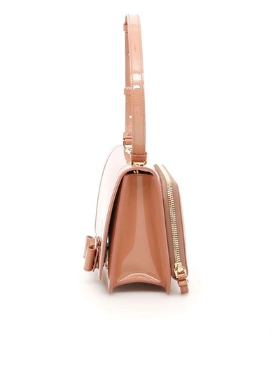 Shop Ferragamo Patent Vara Rainbow Bag In New Blush (pink)