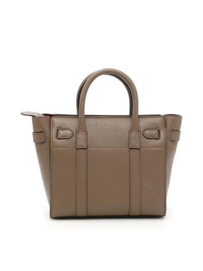 Shop Mulberry Zipped Bayswater Mini Bag In Claygrigio