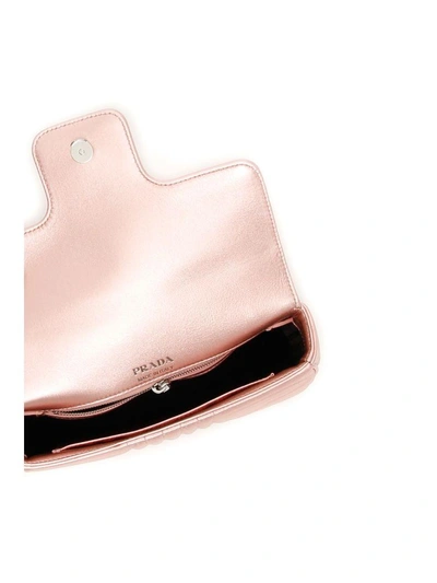 Shop Prada Metallic Leather Diagramme Bag In Rosa Mordore