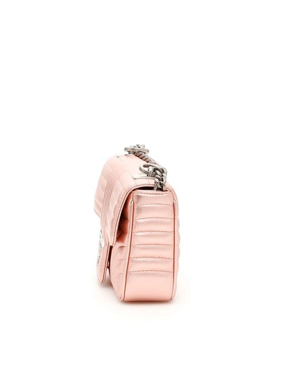 Shop Prada Metallic Leather Diagramme Bag In Rosa Mordore