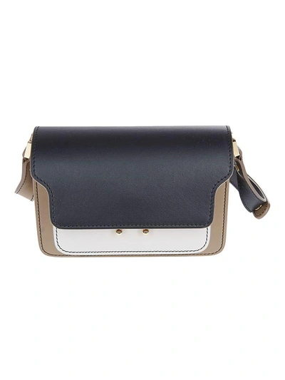 Shop Marni Micro Leather Shoulder Bag In Nero/bianco