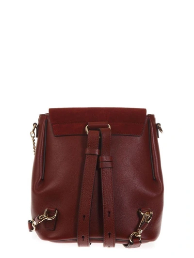 Shop Chloé Faye Burgundy Suede & Leather Backpack In Sienna Red