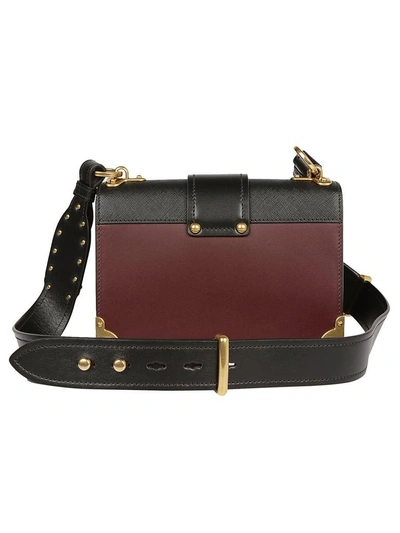 Shop Prada Cahier Shoulder Bag In Granato + Nero