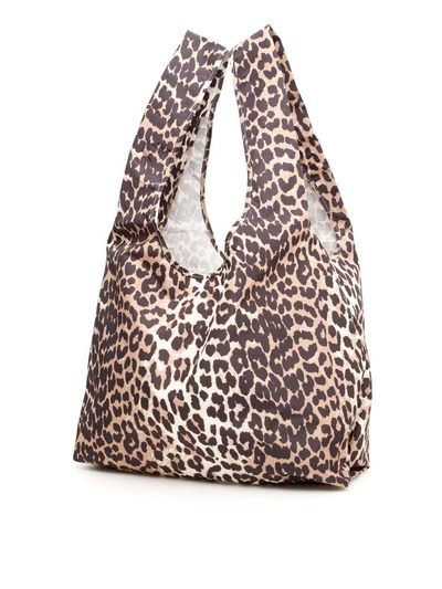 Ganni Fairmont Tote Bag In Leopard|nero | ModeSens
