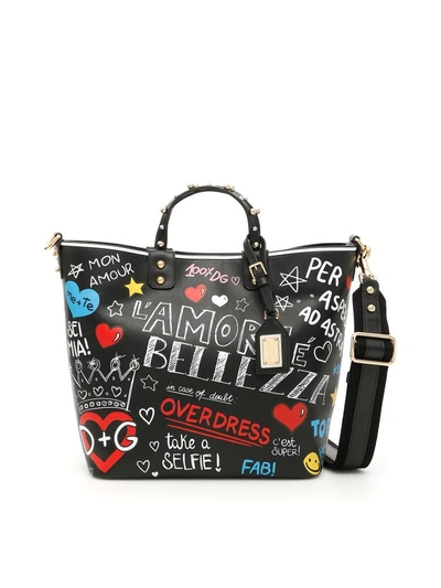 Shop Dolce & Gabbana Beatrice Shopping Bag In Murales Fdo Neronero