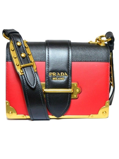Shop Prada Cahier Shoulder Bag In F0c9f Fuoco Black