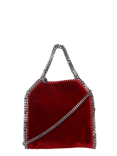 Shop Stella Mccartney Red Velvet Falabella Crossbody Bag