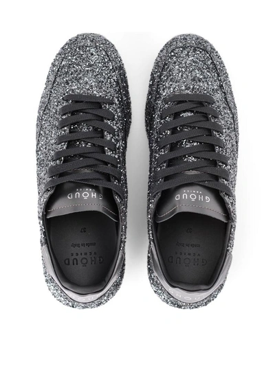 Shop Ghoud Glitter And Black Leather Sneaker In Nero